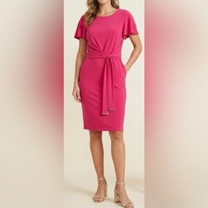 Tommy Hilfiger Fuchsia Pink Flutter Sleeve Scuba Sheath Dress - Size 8
